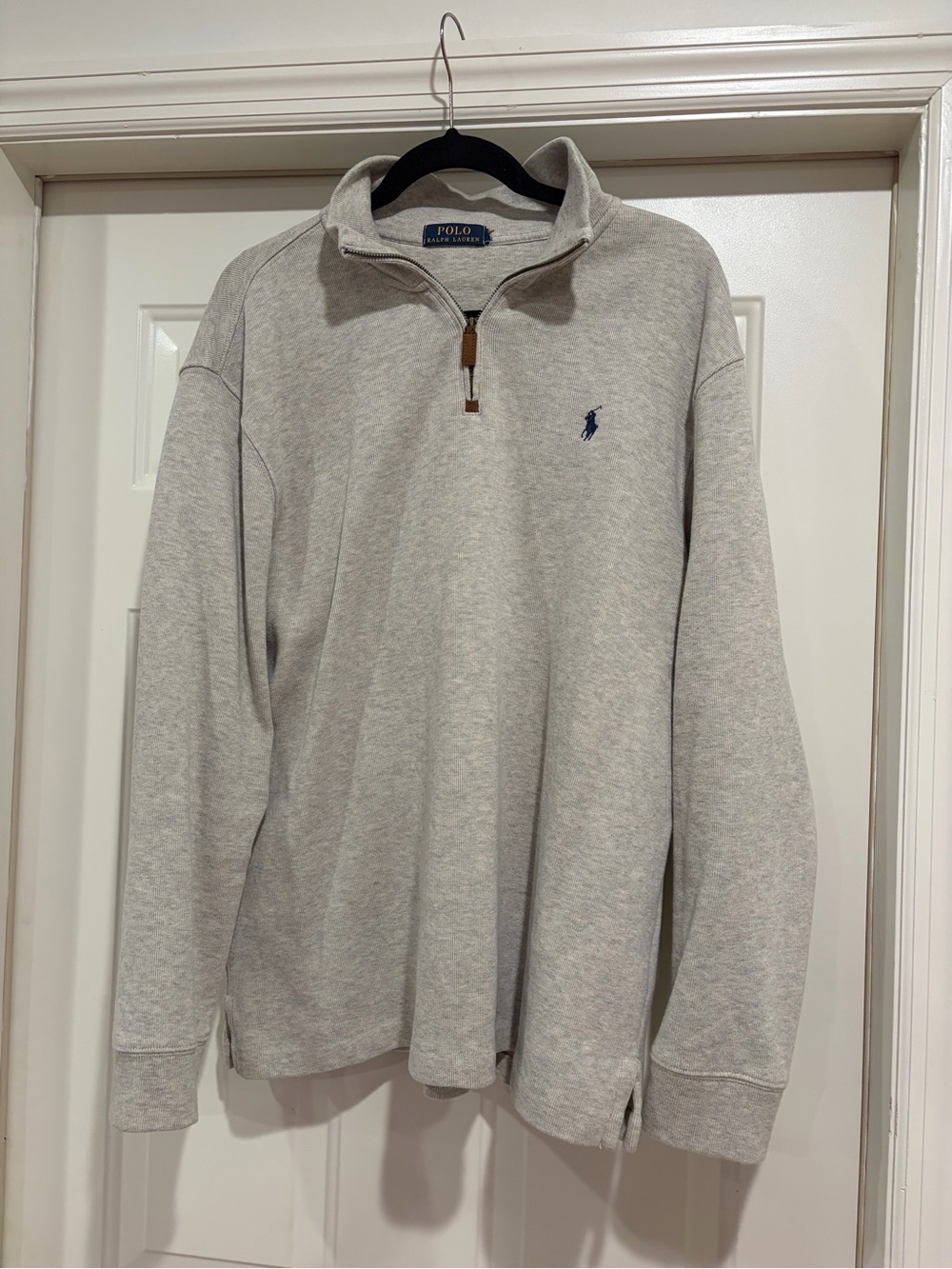 Polo by Ralph Lauren Heather Gray Quarter-Zip Pullover with Navy Logo